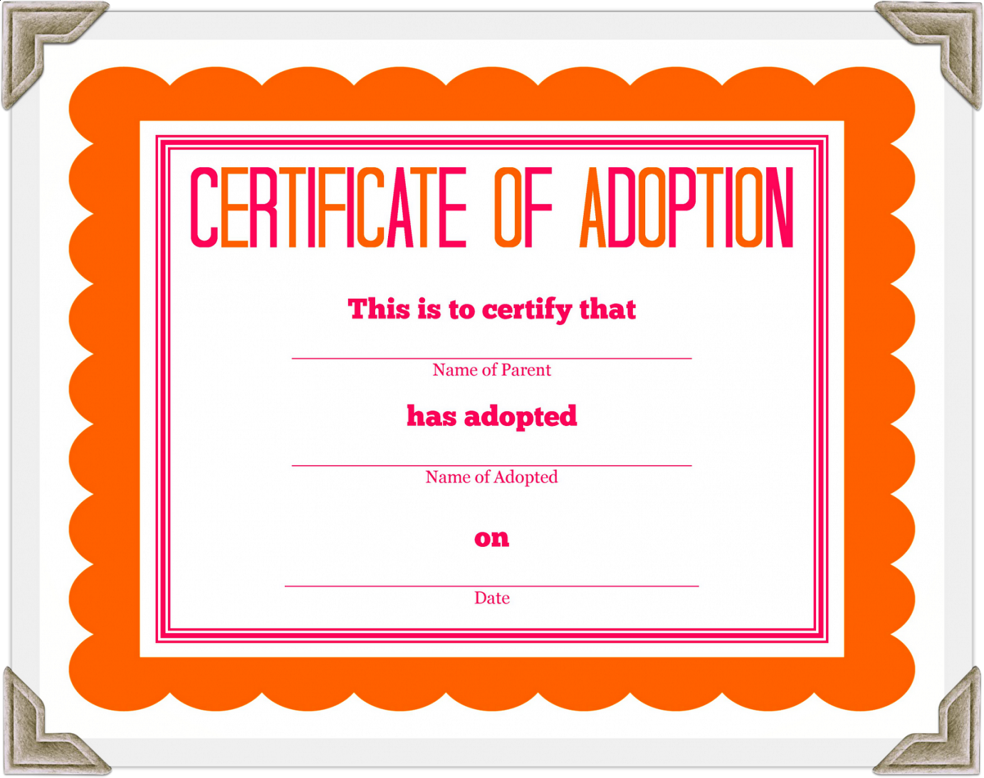 Adoption Certificate Template Certificate Templates