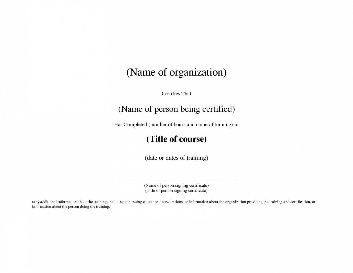Signing Certificate Template – Certificate Templates With Regard To Continuing Education Certificate Template